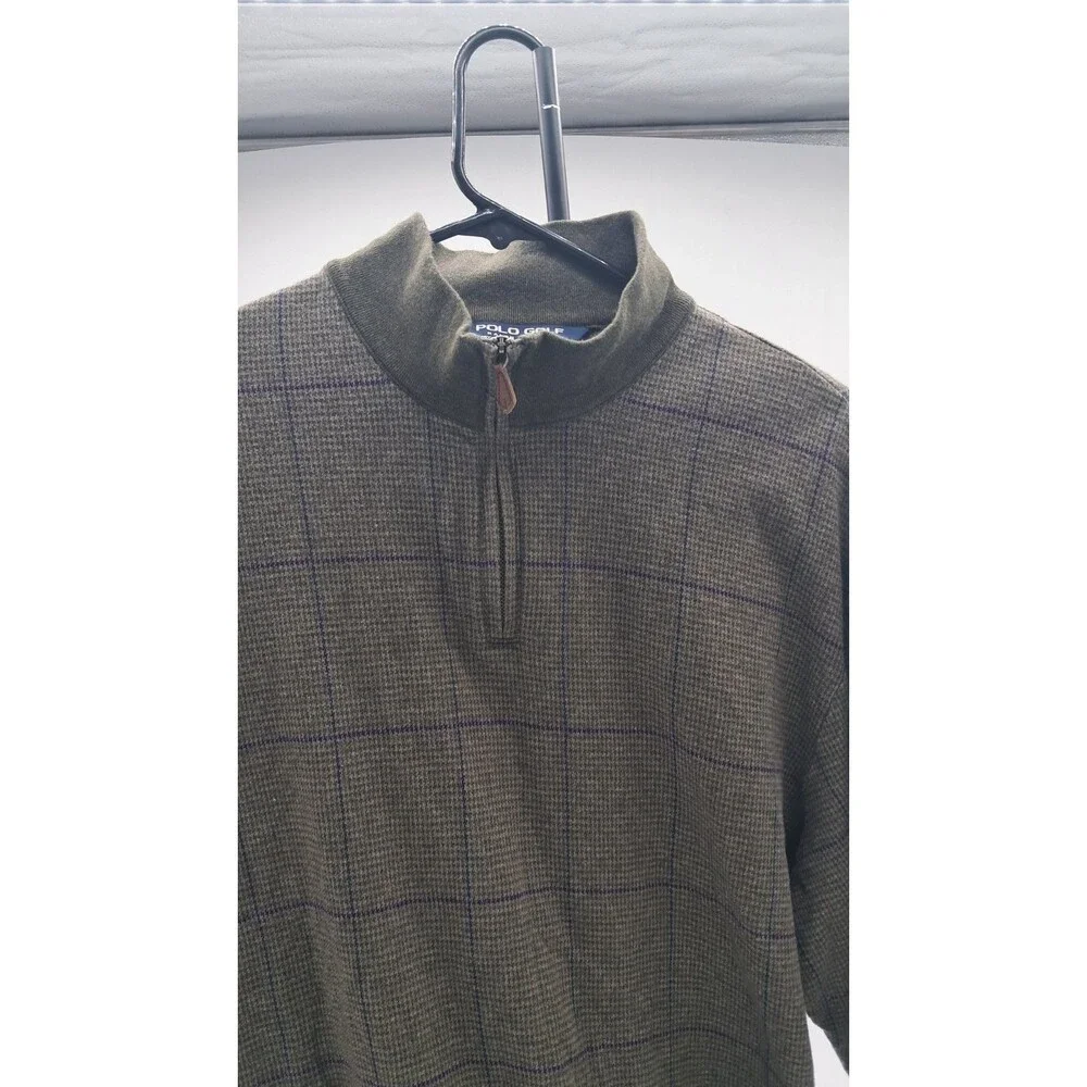 Ralph Lauren Polo Golf Pullover Men's XL 1/4-Zip Houndstooth Windowpane